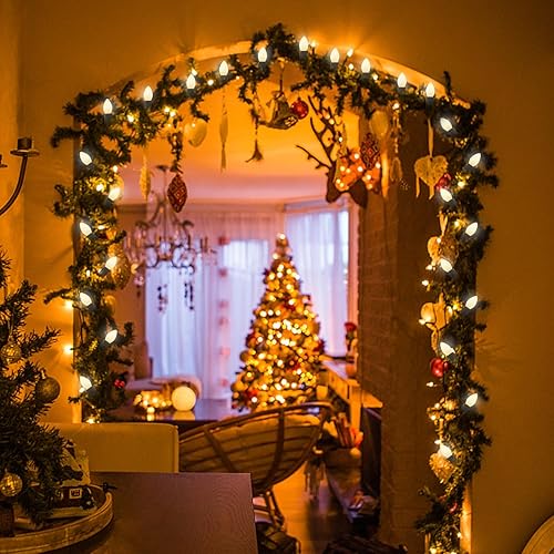 Miniatura 5 de C7 Bombillas de repuesto de Navidad, luz nocturna LED blanca de cerámica para velas de ventana y candelabros, bombillas de luz de candelabro de bajo