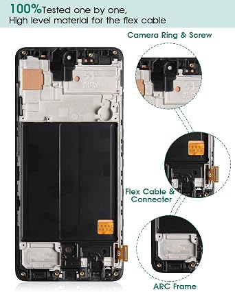 Screen Replacement for Samsung Galaxy A51 A515 A515U1 A515U A515A SM-A515F SM-A515U AMOLED LCD Display Touch Digitizer with Frame Assembly SMA51 6.4 Inch
