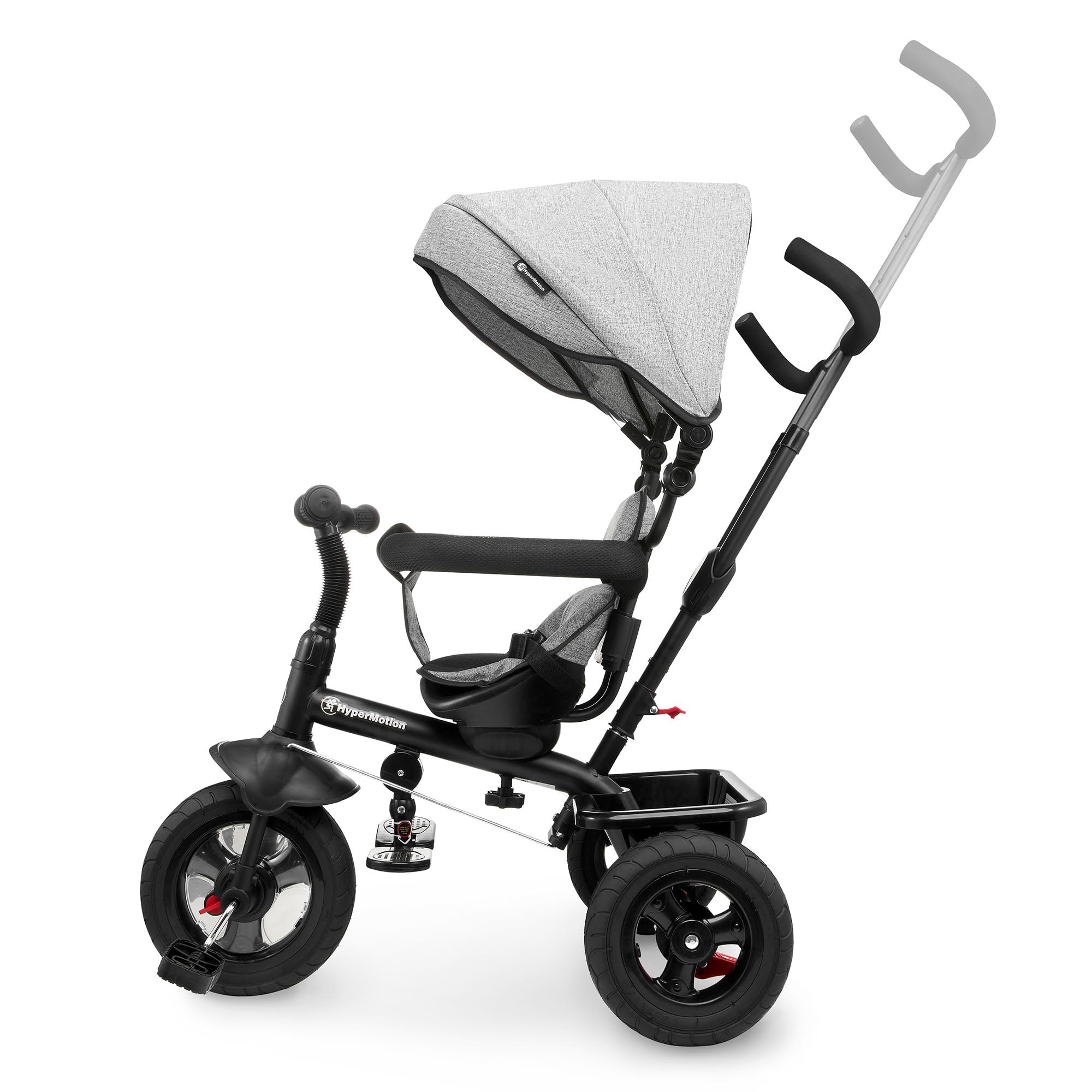 HyperMotion Triciclo Infantil con Manillar para Padres - Bici Bebé 1 Año Evolutiva hasta 20kg - Modelo Similar Kinderkraft con Barra de Empuje - Saltador Bebe Gris