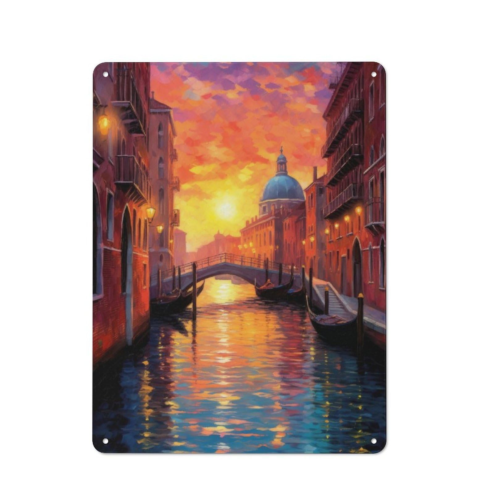 Junmoney The Grand Canal In Venice Tin Wall Plaque 40X30cm With For Studio Or Craft Room, For Cooler-Season Styling In Studio And Craft Room