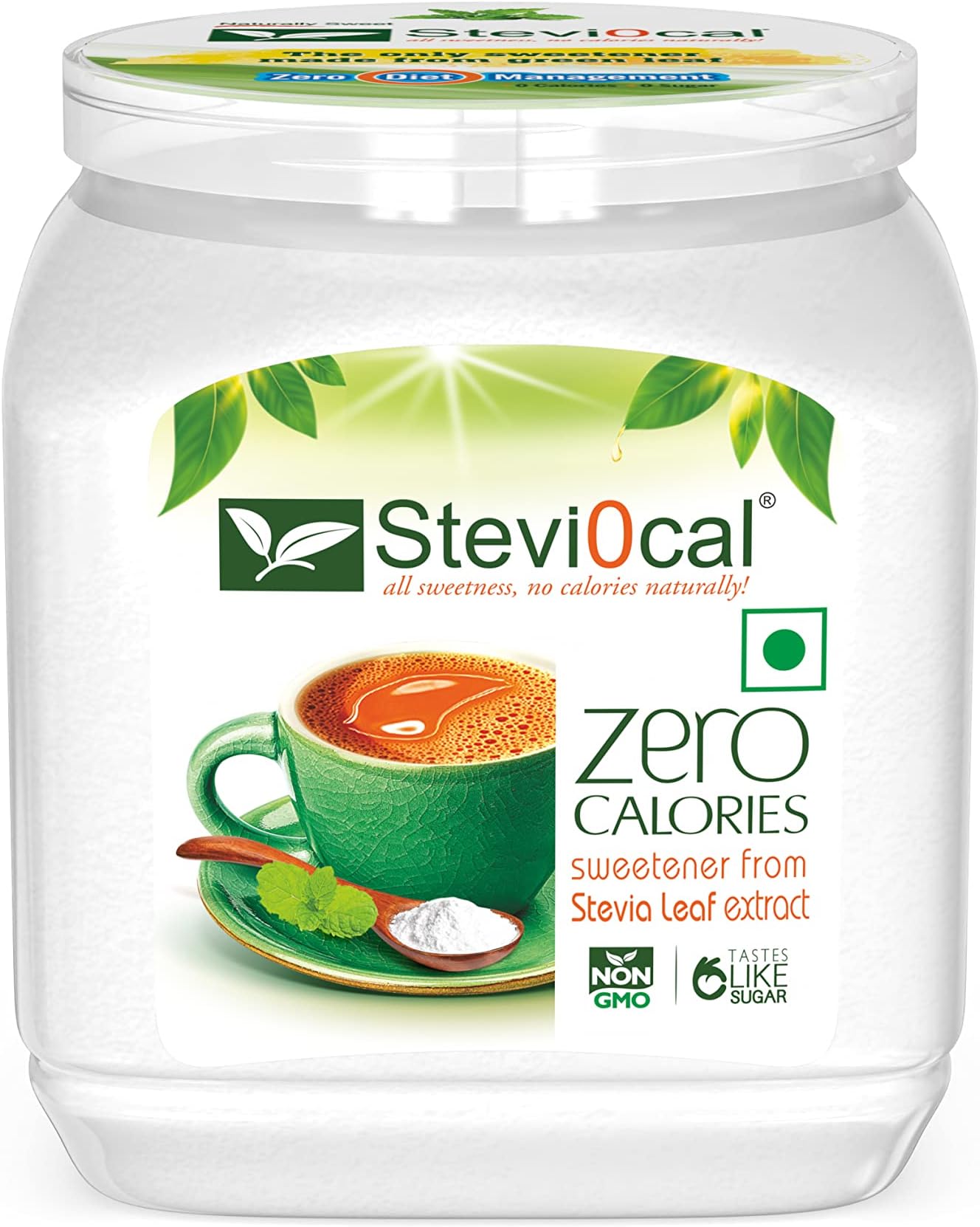 Stevi0cal Stevia Sweetener Powder | 100% Sugar Free Natural | Zero Calorie for Weight Management, Diet, Diabetic Friendly | 480 gm Jar