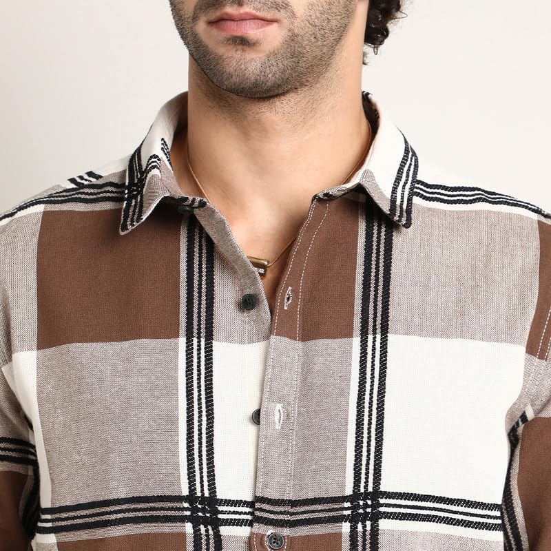 Image of CAHOOT Men's Shirt for Casual Wear | Mid-Rise | Regular Fit | Button Closure | Shirt Crafted with Comfort Fit for Everyday Wear