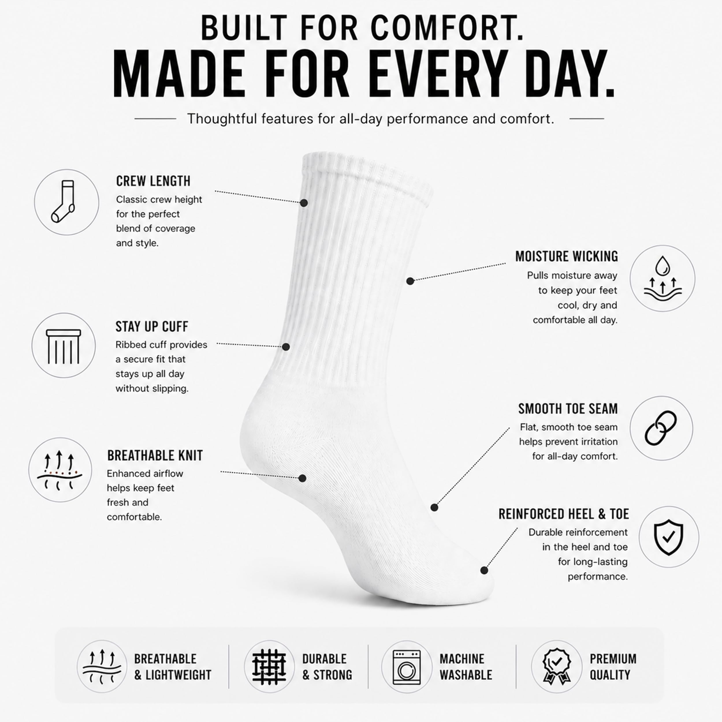 Winterlace 24 Cotton Crew Socks Calcetines para mujer y hombre, diseño de proyecto artístico, paquete económico básico Hombre (Pack de 24)