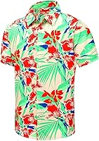 Vista 56 de SheLucki - Camisa hawaiana para hombre, unisex, de manga corta, con botones, para la playa y el verano, ropa casual estampada con sombra de palmas