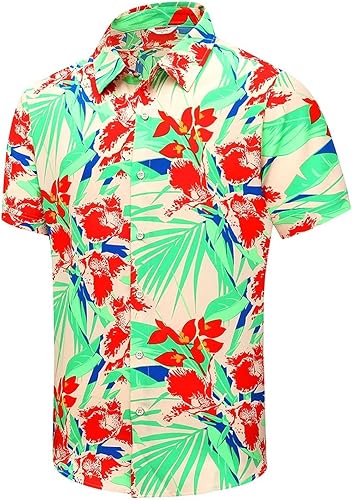 Miniatura 56 de SheLucki - Camisa hawaiana para hombre, unisex, de manga corta, con botones, para la playa y el verano, ropa casual estampada con sombra de palmas