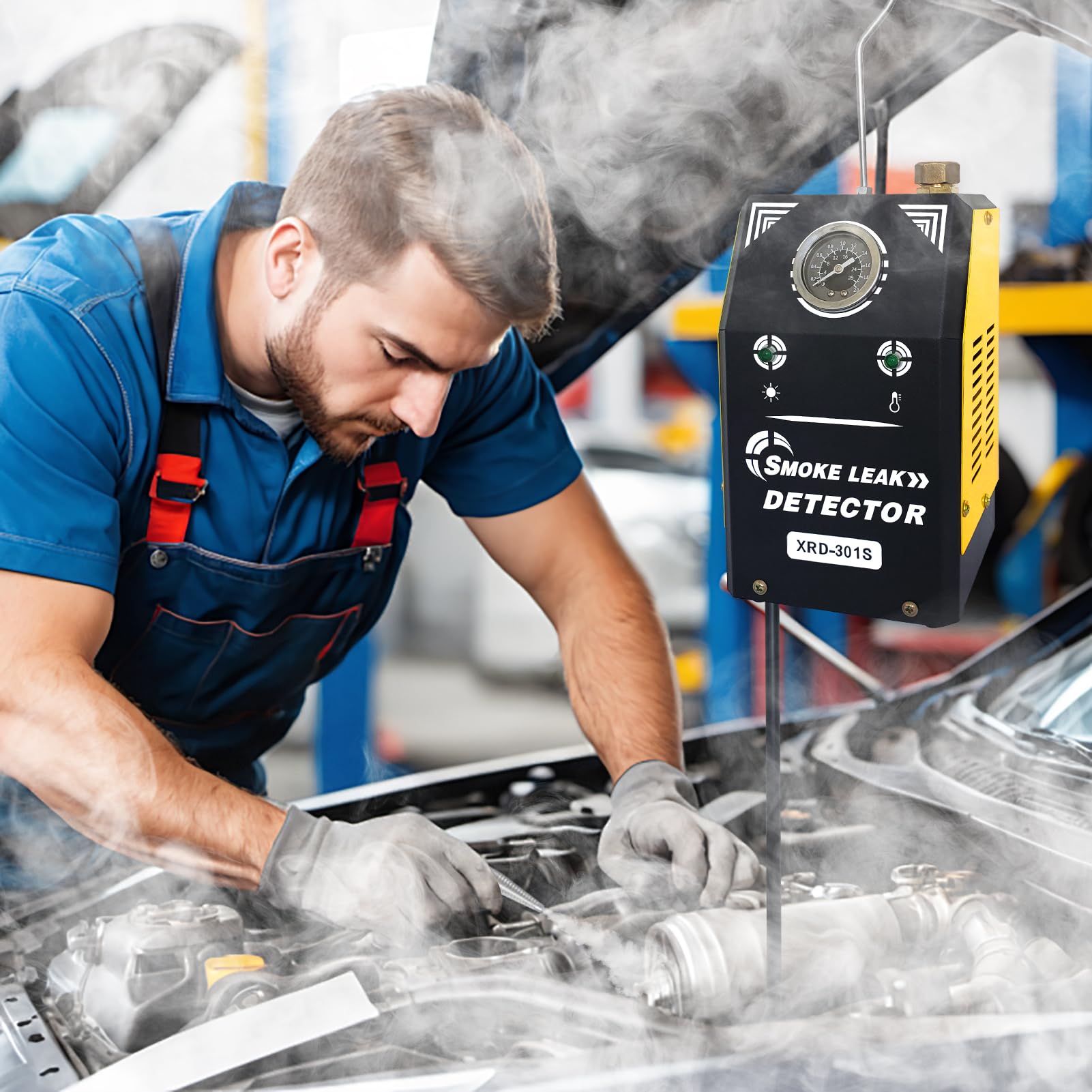 Smoke Machine Automotive with Built-in Air Pump and Pressure Gauge, Automotive Smoke Machine - 12V DC EVAP Smoke Machine for 12V Cars, Motorcycles, Trucks, Boats, ATVs