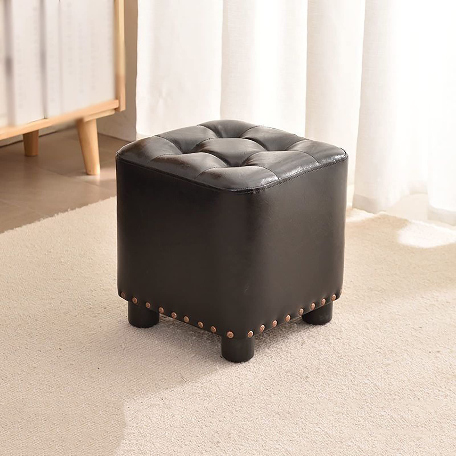 Repose-pieds ottoman en similicuir avec siège rembourré confortable