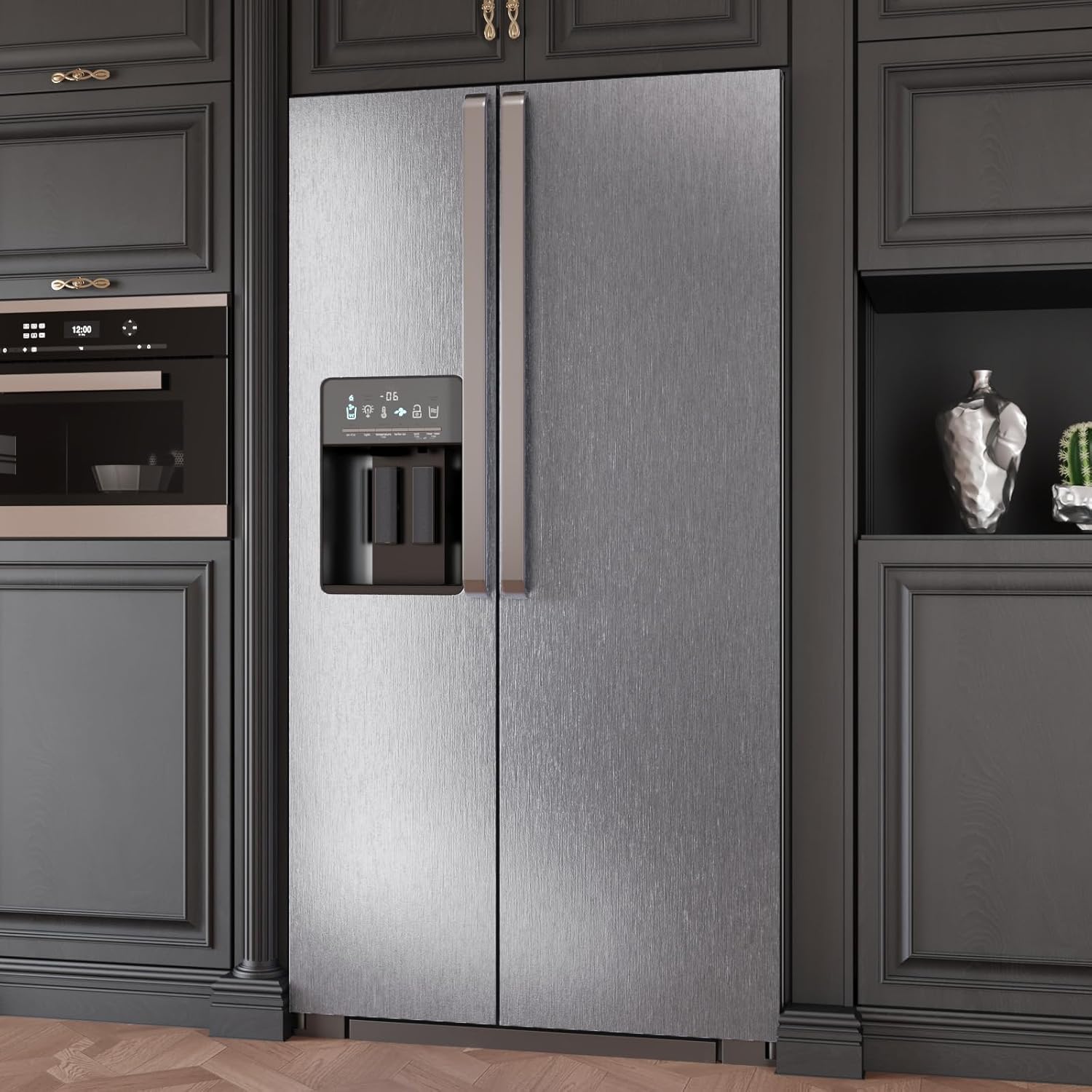 CRE8TIVE Brushed Silver Stainless Steel Contact Paper Peel and Stick Metallic Wallpaper for Kitchen 12"x354" Removable Self Adhesive Silver Contact Paper for Cabinets Waterproof Vinyl Backsplash Walls