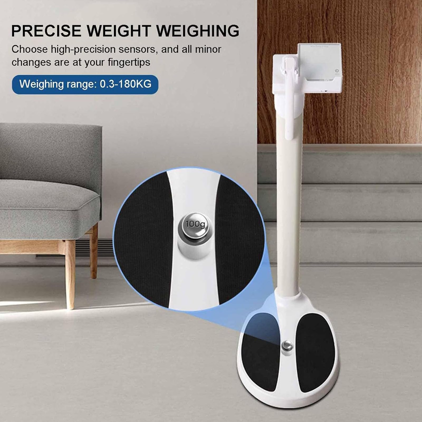 Báscula de altura y peso, 82-210 cm, doble pantalla, rango de pesaje de 0,3 a 180 kg con aviso de voz, báscula digital LCD todo en uno para adultos y niños,A
