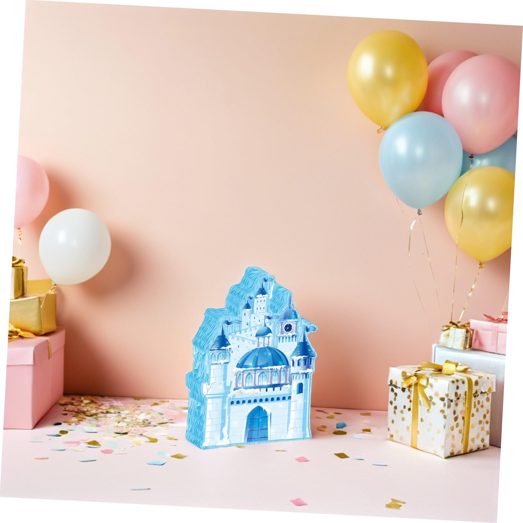 Winter Schloss Pinata mit Augenbinde und Schläger Hängende Weihnachts-dekoration Candy Holder für Kindergeburtstag Schloss Party Zubehör Blaue Eis