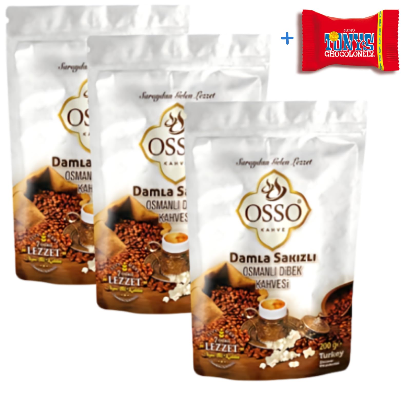 Osso turecka kawa osmańska dibek z mastyksem, 3 x 200 g, tradycyjna kawa osmańska dibek - świeżo mielona, aromatyczna kawa osmańska - aromatyczna damla sakizli Osmanli Kahve - Trinovi