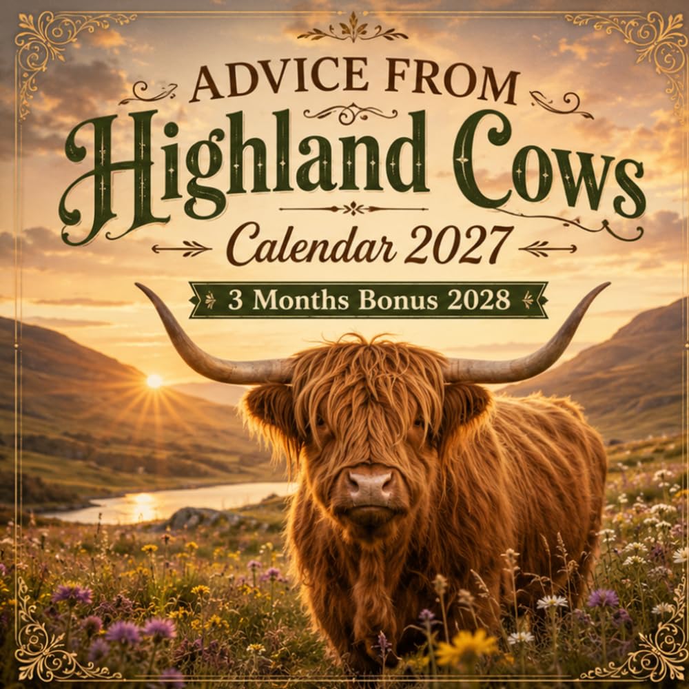 Advice from Highland Cows Calendar 2027: Includes 3 Bonus Months of 2028 | Adorable Highland Cattle, Uplifting Reflections, Rustic Wisdom, Inspiring Quotes & Countryside Charm