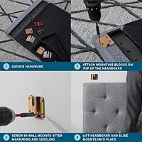 Vista 149 de LUCID - Cabecera tapizada de altura media, capitoné de diamantes, acolchado poliéster, altura ajustable 34 a 46 in, fácil montaje compatible