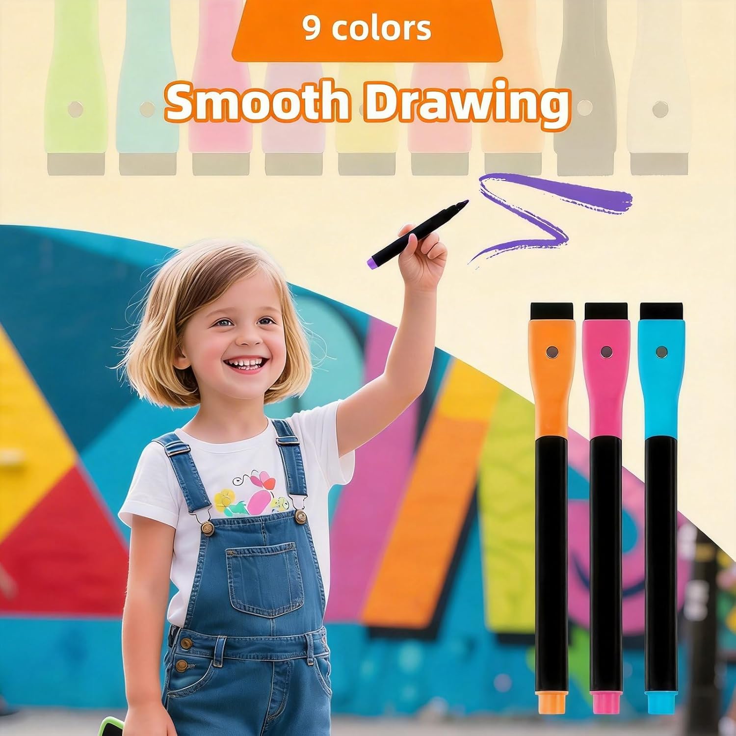 9 Color Neon Paint Markers for LED Note Board with Colors, Fluorescent Ink Design, Erasable Markers for LED Writing Boards, Best Gift for Kids image 3