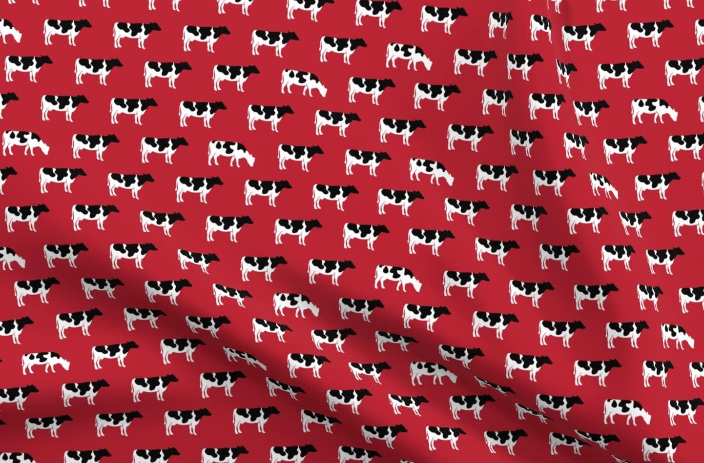 Spoonflower Fabric - Cows Red Farm Cow Black White Animals Nursery Little Arrow Printed on Organic Cotton Sateen Fabric by The Yard - Sewing Quilting Apparel Home Decor