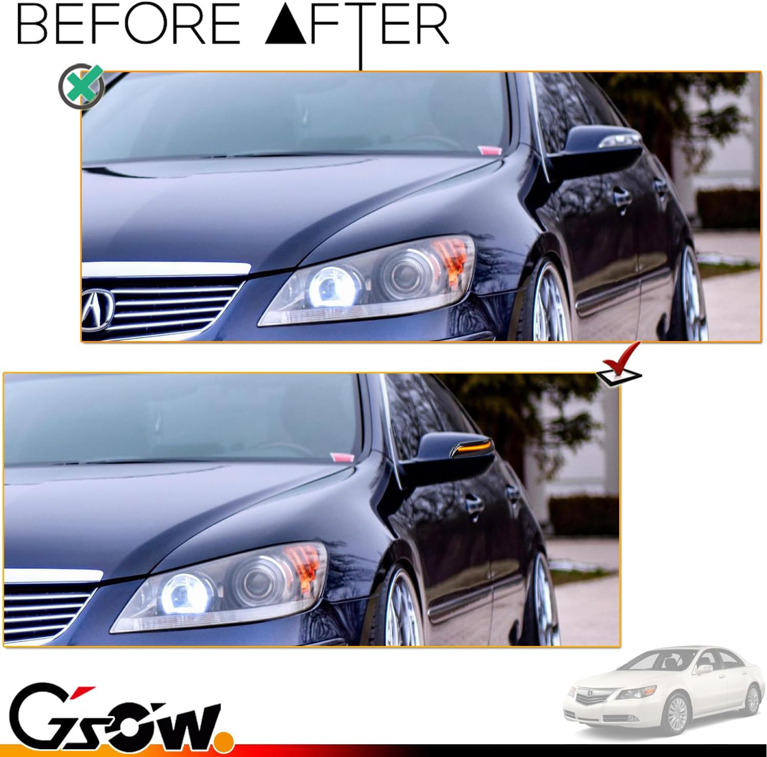 2 PCS Sequential Dynamic LED Side Mirror Turn Signal Lights for 2008-2013 Hon-da Accord & 06-09 Acura RL, Accord Accessories Turn Signal Indicator Lamp