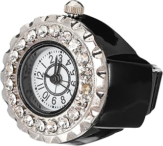 2pcs anillo de ring girl finger watch dhinestone dedo reloj cristal hombre relojes diamantes anillos para hombres anillos de moda de moda hombres y mujeres pequeños relojes de acero inoxidable blanco