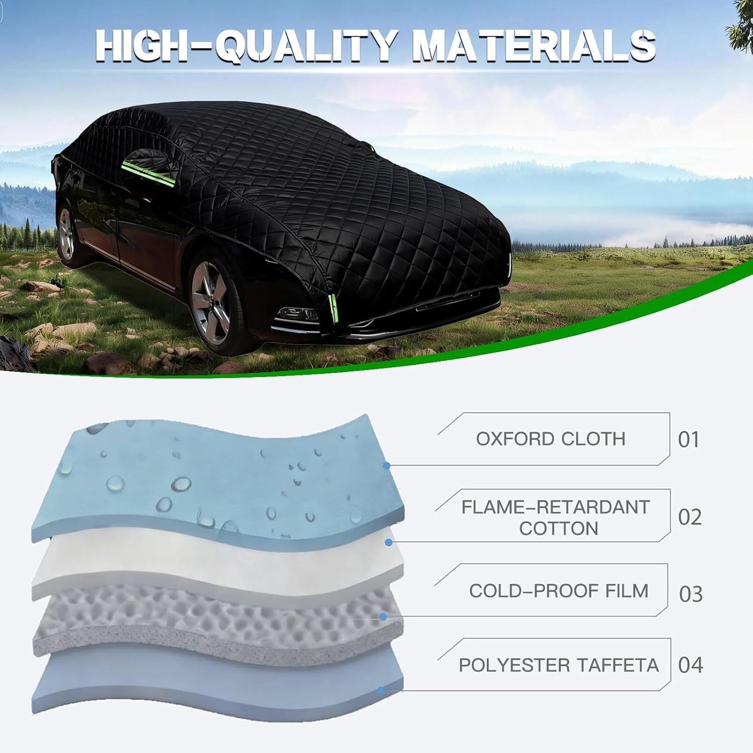 Telo Auto Antigrandine per Opel Karl Rocks 2018-2019,Telo Copriauto Antigrandine,Impermeabile Anti-UV Protezione da Pioggia e Neve Protezione Invernale,con Zip Laterale ch02y