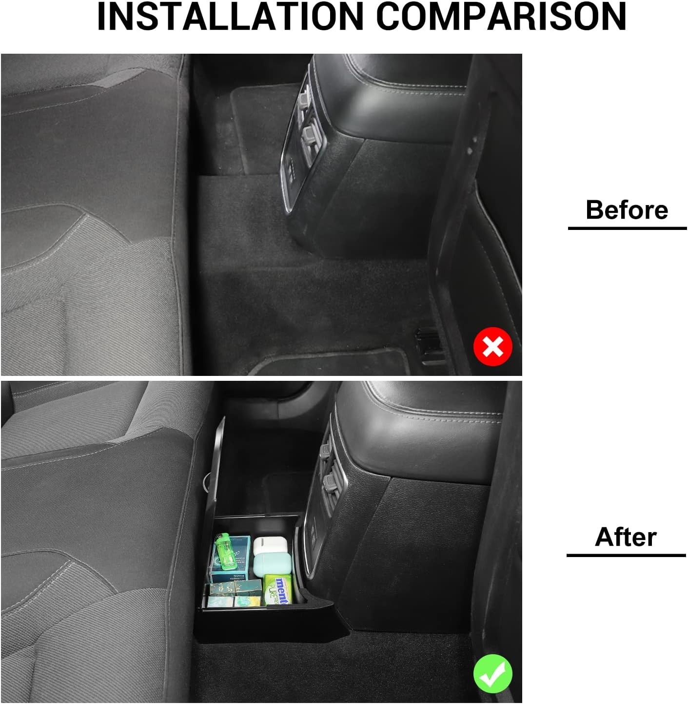 Jimen Compatible with Dodge Charger/Chrysler 300C 2011-2023, Rear Center Console Organizer Tray Back Seat Storage Bin Interior Accessories