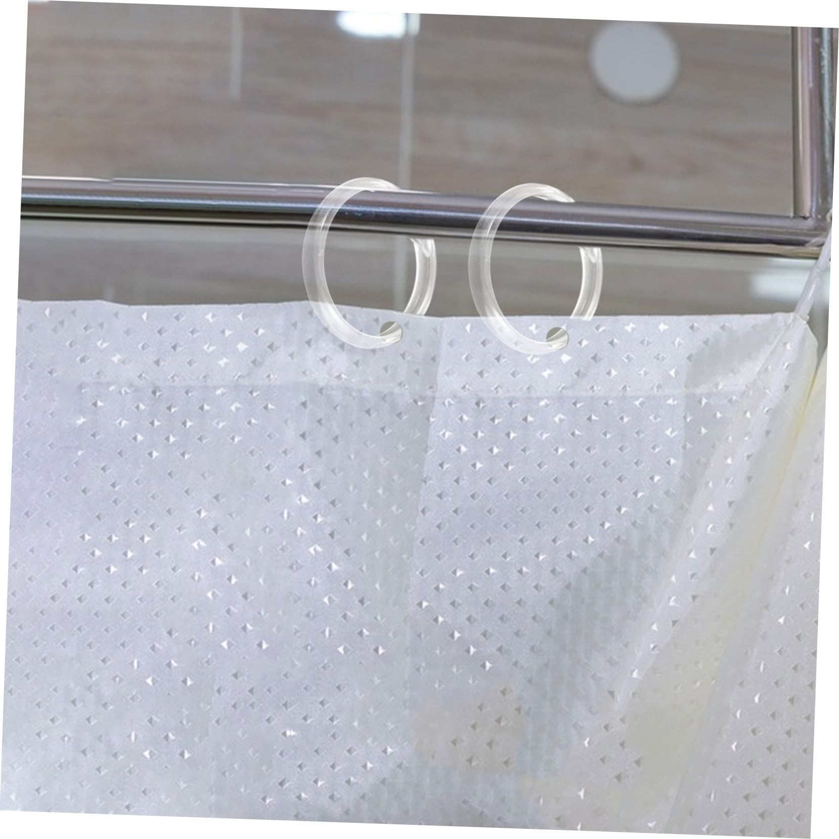 50 Pezzi Anelli Doccia in Plastica Trasparente Ganci Tondi Resistenti Chiusura Scatto Facile per Bastoni Tende da Bagno Supporto Robusto e Riutilizzabile
