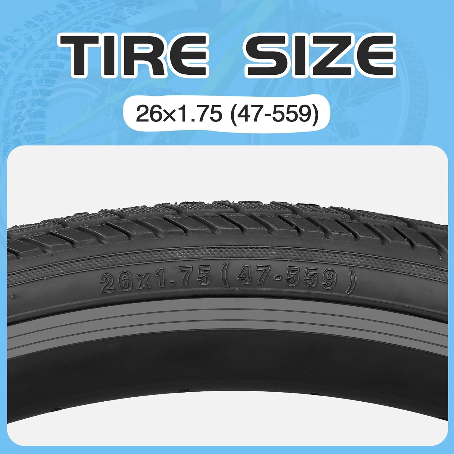 26X1.75 Bicycle Tire Replacement Kits 1/2 Pack, 26 Inch Bike Tires Folding Bike Tires Replacement with 1/2 Tubes and 2 Levers Suitable for Bicycle Tires 26x1.75 26x1.95 26x2.0,Black/White Wall