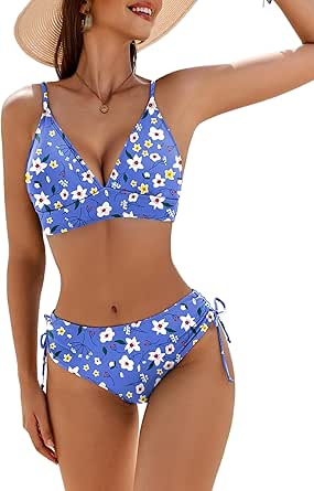 Women's Bikini Sets Two Piece Swimsuit High Waisted V Neck Bathing Suit Sexy Bikini Swimsuits - View #9