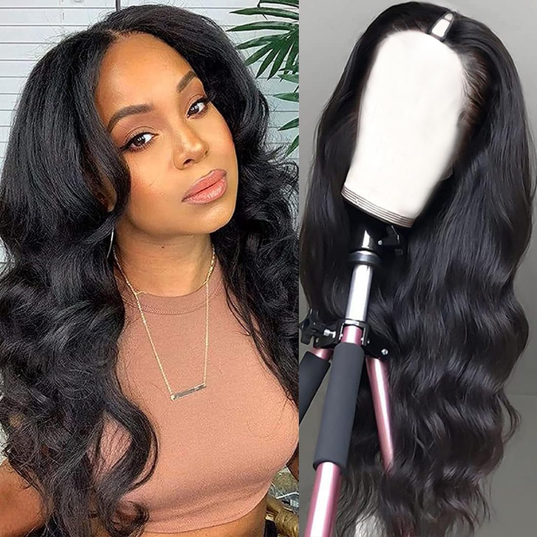 Body Wave VPart U Part Wigs Human Hair Brazilian Virgin Wigs For Black Women Glueless No Leave Out Lace Front Wigs 24inch