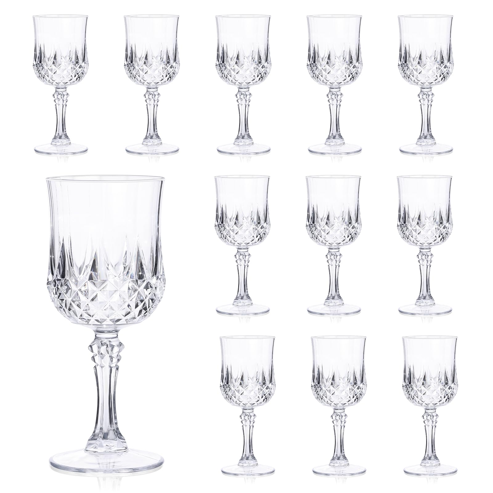 Weingläser aus Kunststoff, transparent, für Hochzeitsempfang, Trinkgläser für Partys, Valentinstag, Geburtstage, Weiß, 12 Stück