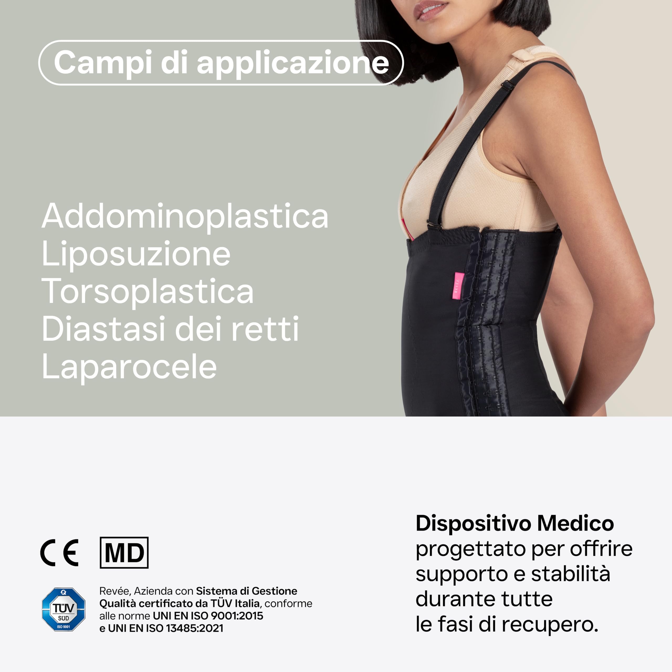 REVÉE Guaina Compressiva Post-operatoria - Liposuzione ai Fianchi - Addominoplastica, Torsoplastica, Lipofilling, Parto Cesareo - Guaina Post-Liposuzione, Fascia Addominale Donna Post-Parto