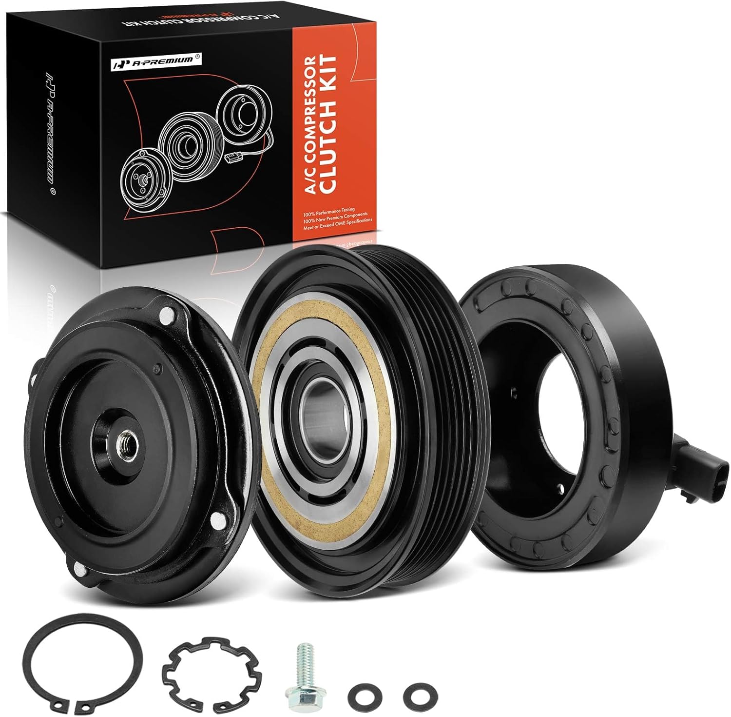 A-Premium Air Conditioner AC Compressor Clutch Kit Compatible with Honda Accord 2008-2012 2014, Accord Crosstour 2010-2011, Crosstour 2012 & Acura RDX 2013-2015, TSX 2010-2014, TL 2009-2014