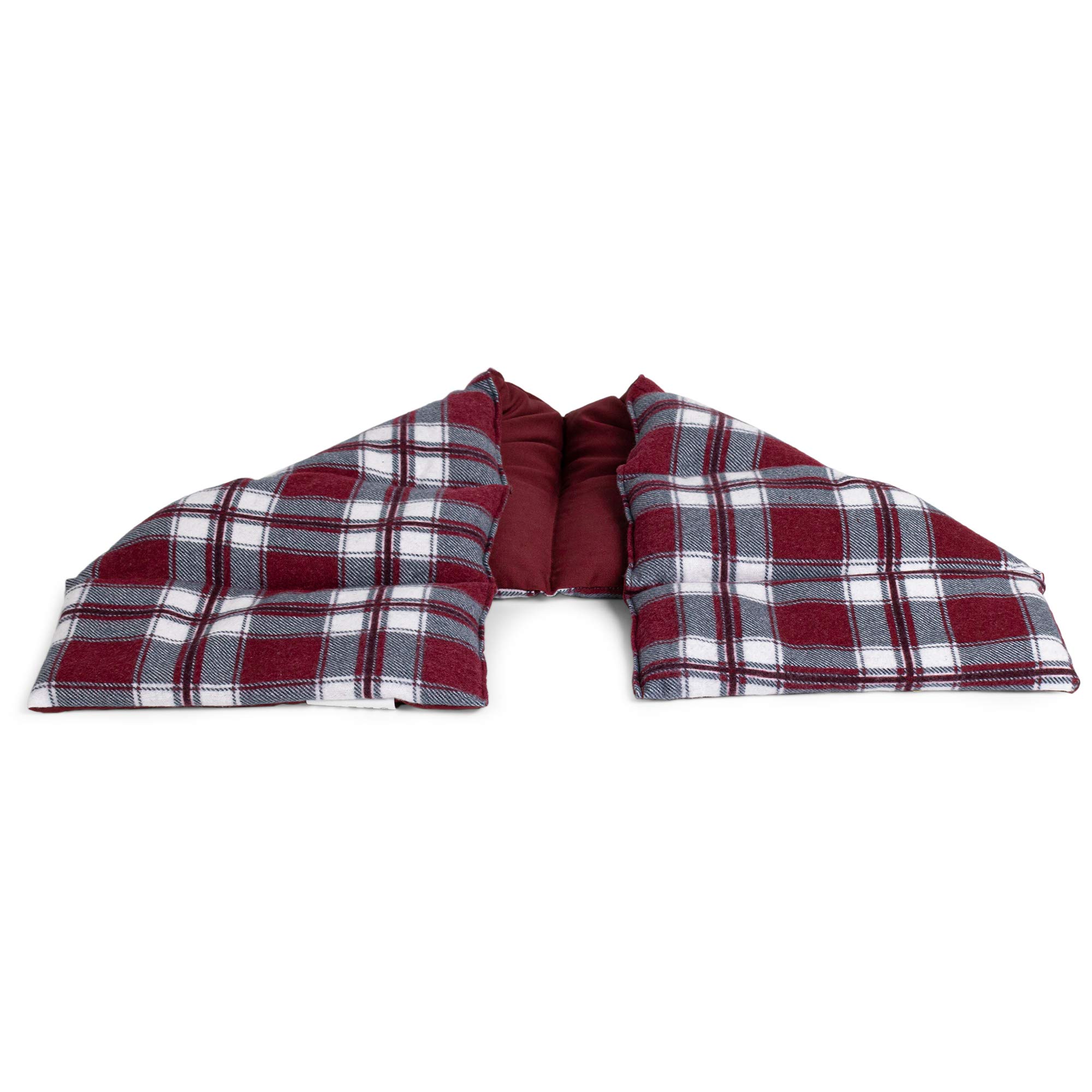 Rapssamenkissen 75x20cm groß 8-Kammer. Körnerkissen, Wärmekissen für Mikrowelle und Backofen (Flanell karo-rot)