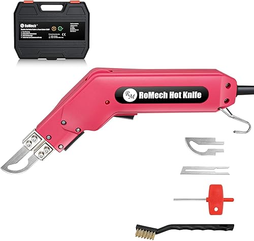 ROMECH Foam Cutter Pro - Cuchillo eléctrico caliente, kit de herramientas de corte de espuma de poliestireno de 100 W, con cuchillas y accesorios