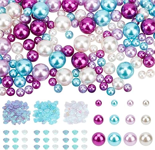 PH PandaHall 200 perlas flotantes para relleno de jarrón, sin agujero, cuentas de plástico, cuentas de lentejuelas Paillette, cuentas de vela de