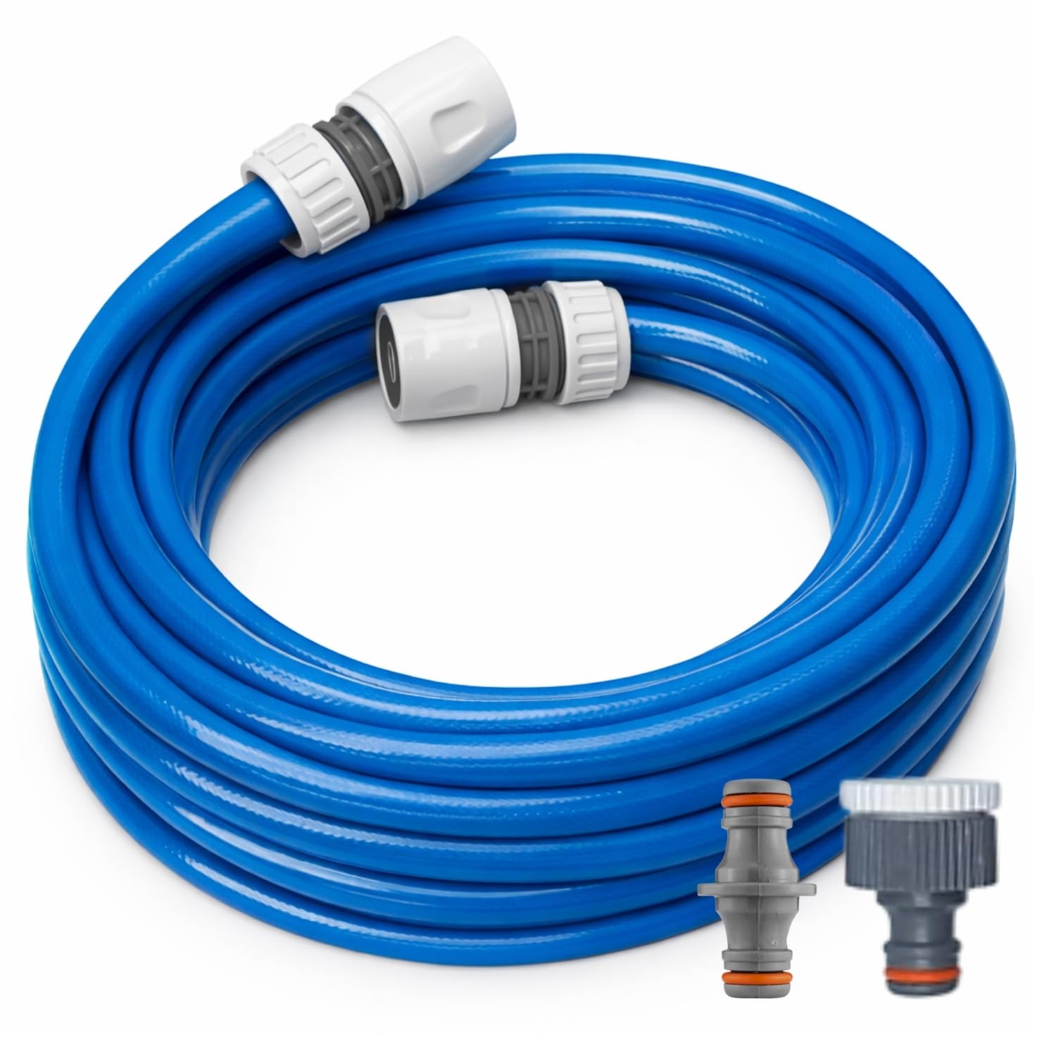 Food Grade Water Hose Pipe 10m 1/2" Includes Tap Adapter, Double Male & Click-Lock Connectors for Motorhome, Caravan & Campervan Accessories, Garden