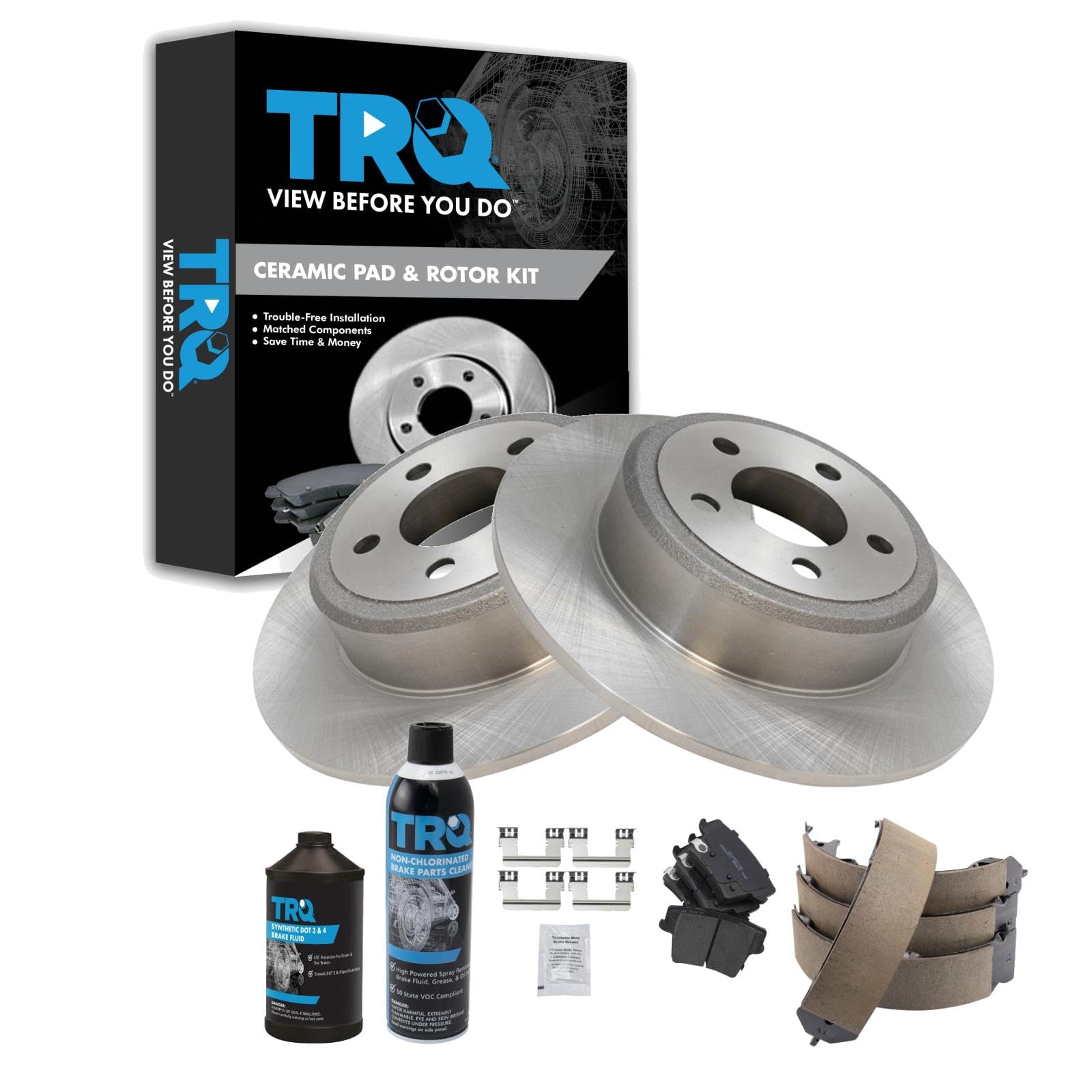 TRQ Rear Brake Pad &amp; Rotor Kit