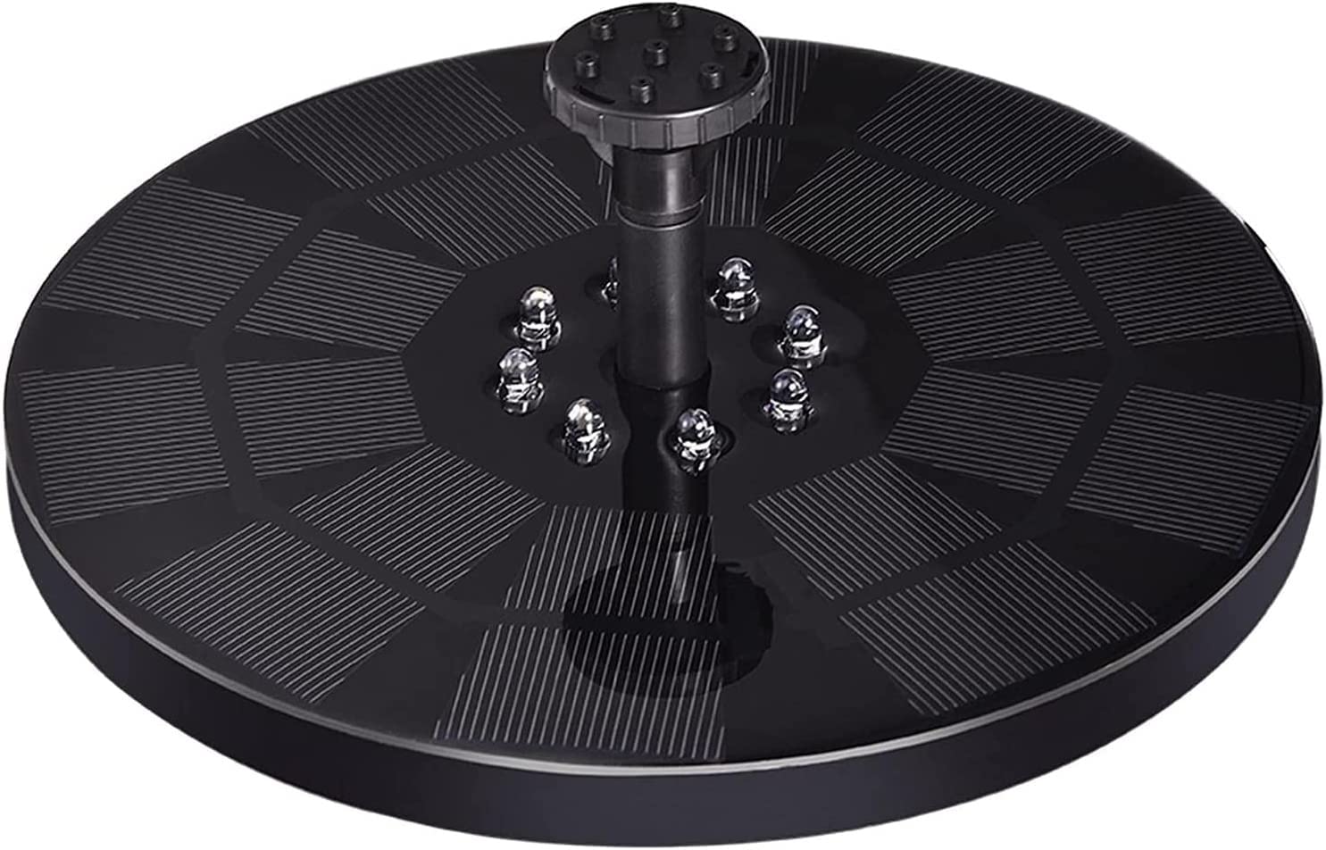 Corsehild Bomba de fuente solar de 3 W con luces LED de respaldo de batería Nuevos cabezales rociadores, bomba de agua sumergible for baño de pájaros al aire libre Tanque de peces Estanque pequeño Pis
