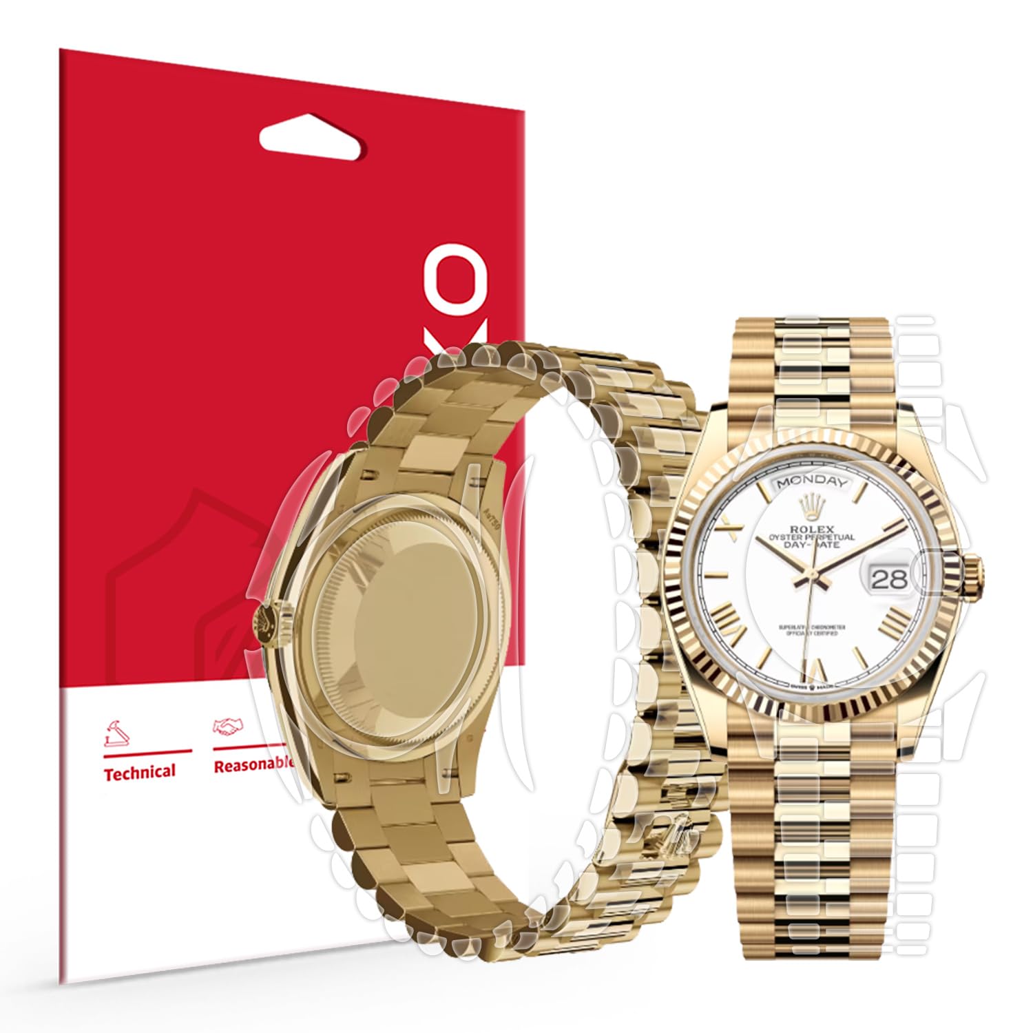 skoko [1 set completo] Pellicola protettiva per carrozzeria compatibile con Rolex Day-Date 36 mm Ref. 128235 128236 128238 128239 128345 128348 128349 128395 128396 128398 128398 1288 399, Lucido