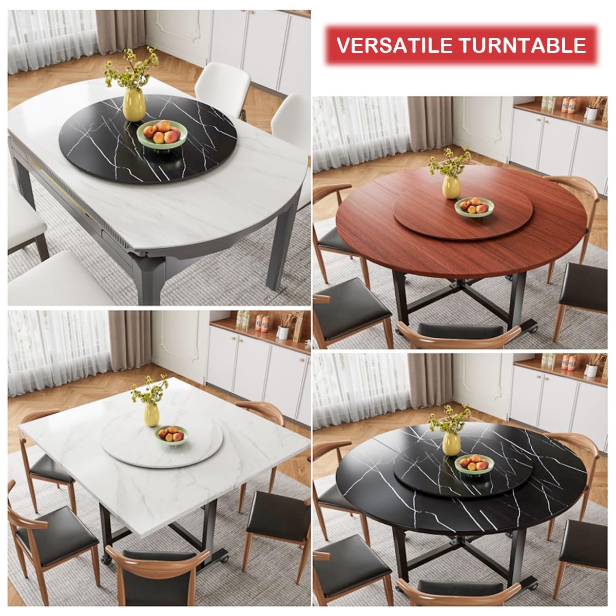 Serviertablett aus Holz, rund, drehbar, für Küche und Esstisch, perfekt für Unterhaltung, großes Holztablett, Optionen, 50 x 120 cm