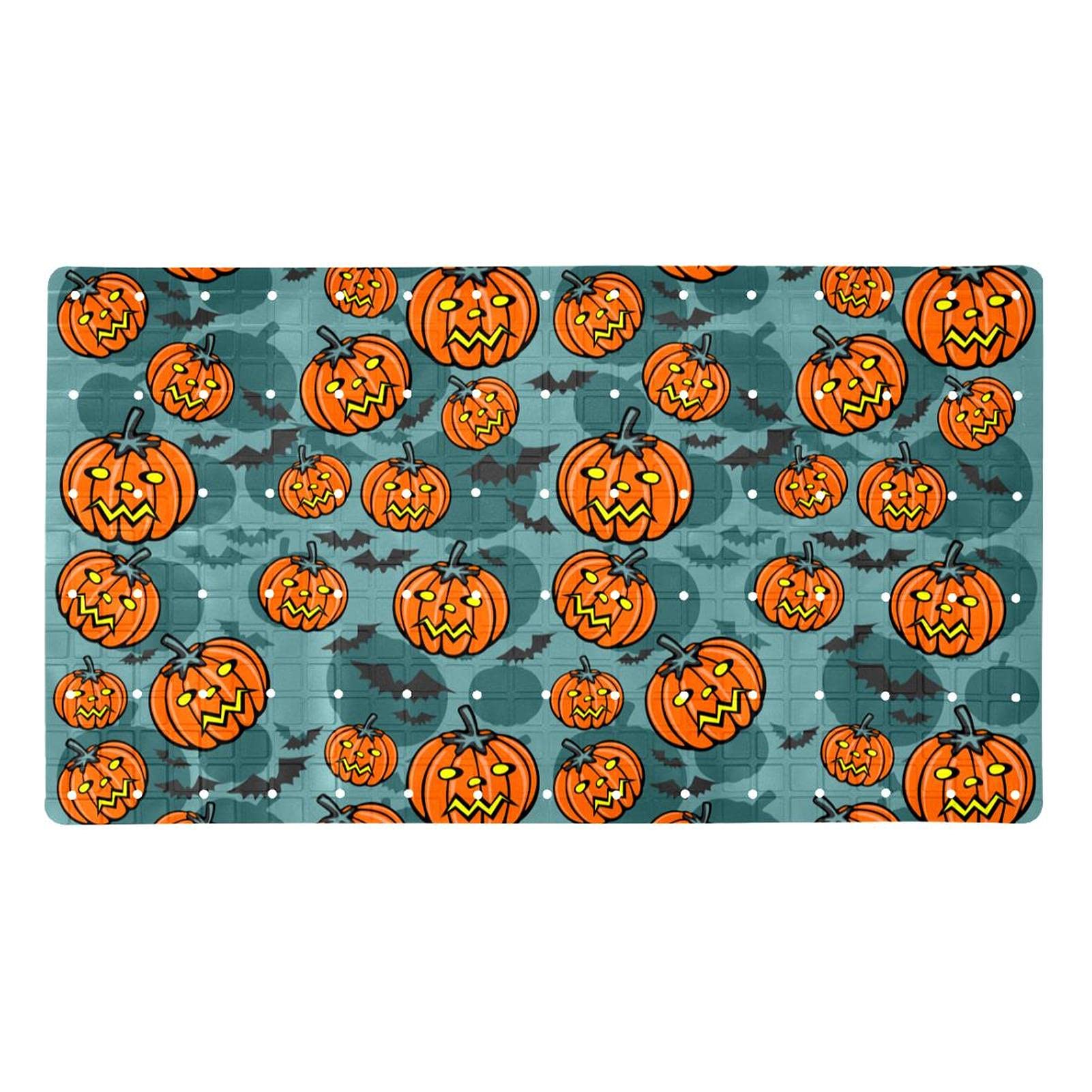 Alfombrilla de ducha de murciélago de calabaza Halloween PVC