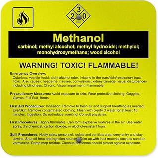 Aluminum Square Metal Sign Multiple Sizes Methanol Carbinol; Methyl Alcohol; Hydroxide;Methylol Yellow Chemical Hazard & Labels All Over Weatherproof Street 12x12Inches
