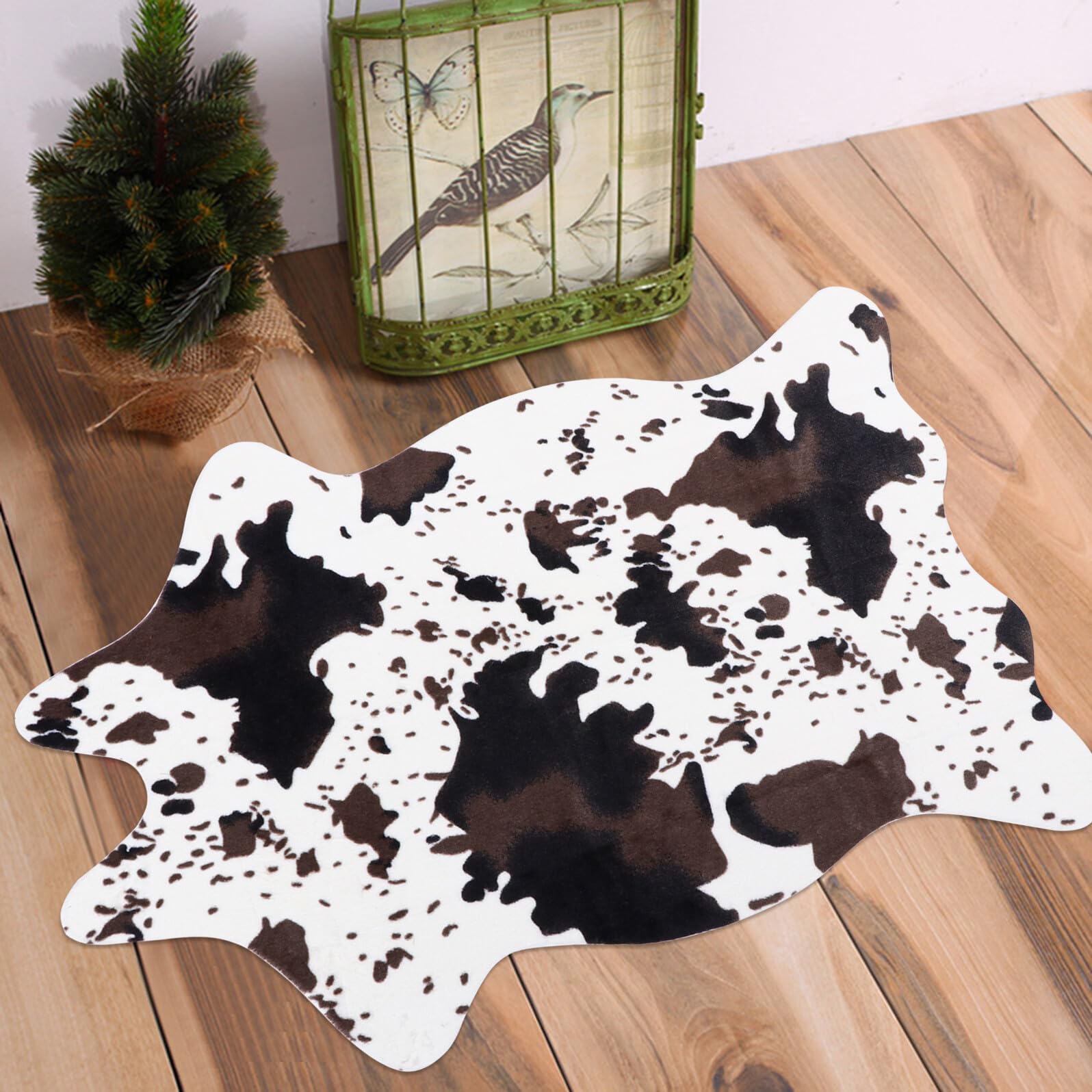 Gatuida Tapis Imitation Peau de Vache Antidérapant Polyester et Latex Forme Originale Décoratif pour Salon Cuisine Chambre et Salle de Bain Lavable Machine