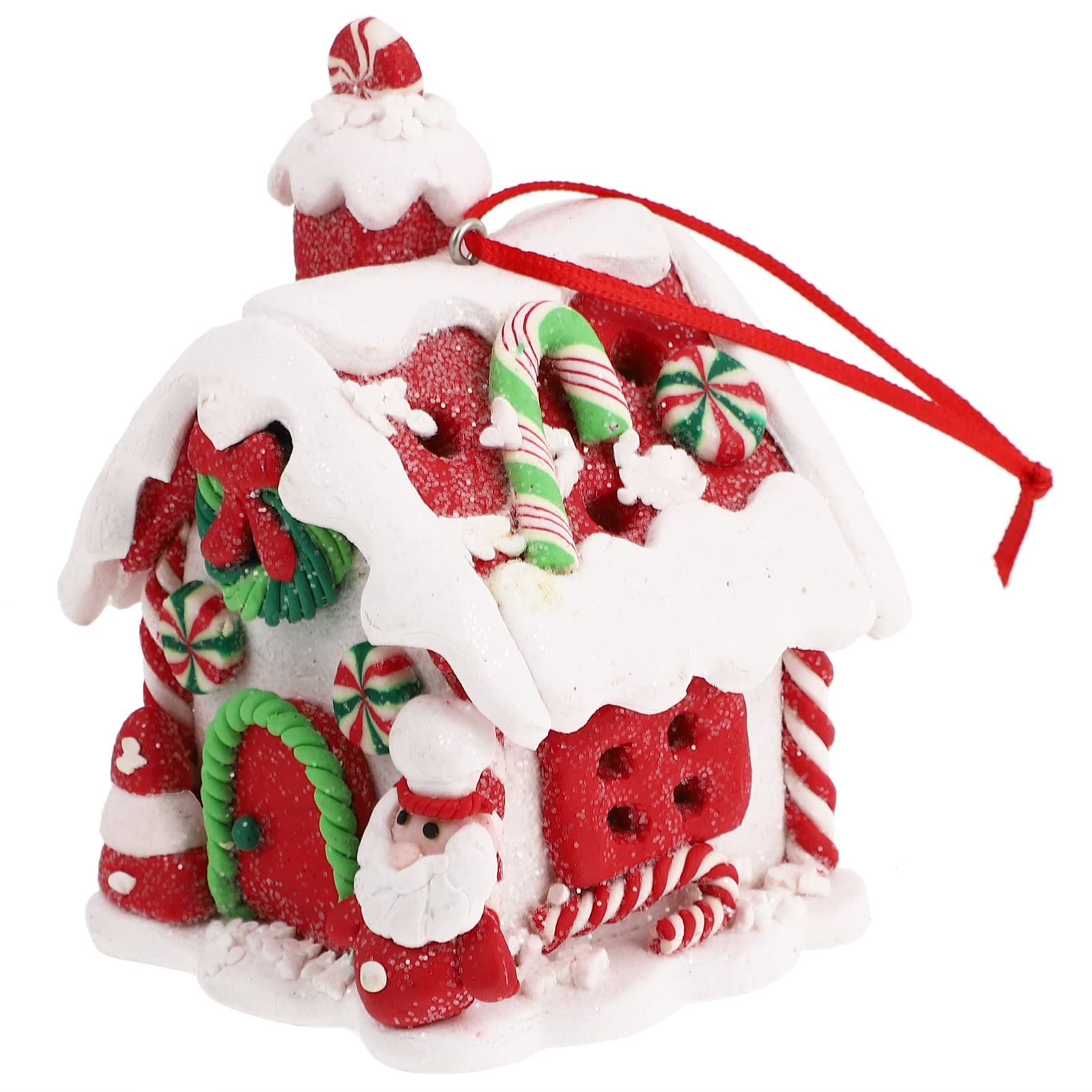 Gadpiparty 2 pcs Mini House Indoor Party Lighted Father Up Ornament Festival Hanging Decorative Holiday Decorations with Figurine Resin Xams Operated Chalet Gingerbread Favors Adornment