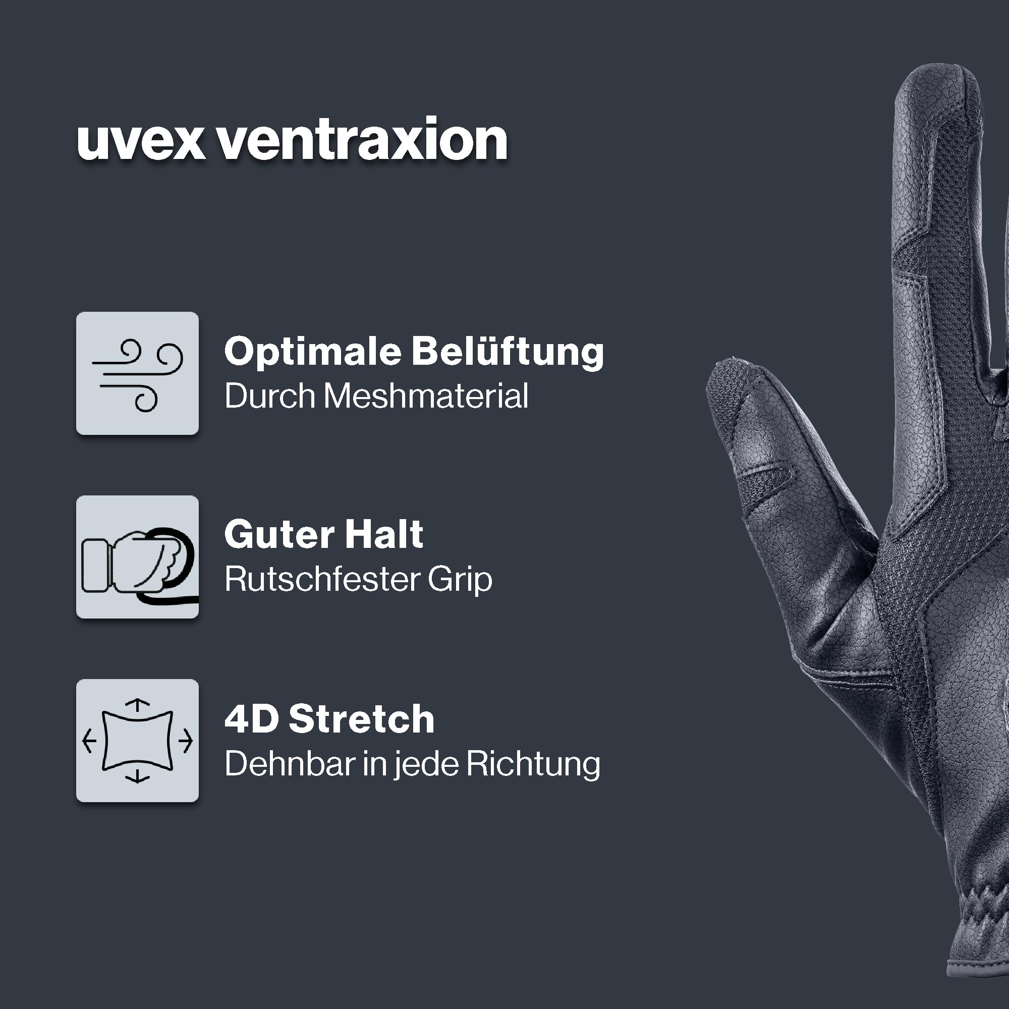 ventraxion - Flexibler Reithandschuh für Damen und Herren - exzellenter Grip & strapazierfähig - touchscreenfähig - 4D-Stretch an Fingern