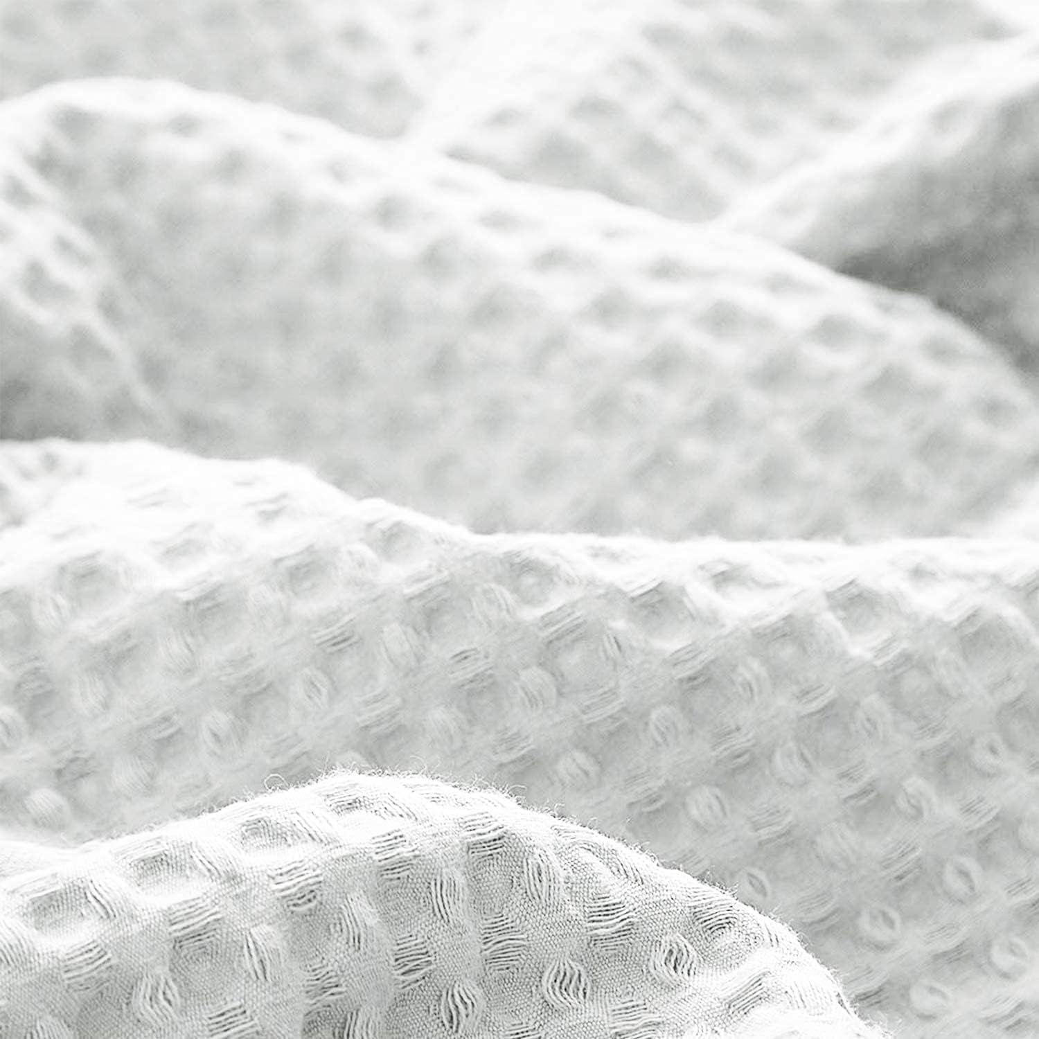 Double Size Waffle Blankets - 100% Cotton Blankets for Double Size Bed - Waffle Weave Fall Throw Blankets for All-Season - Soft Lightweight Thermal Woven Blankets - 80x90 Inches, White