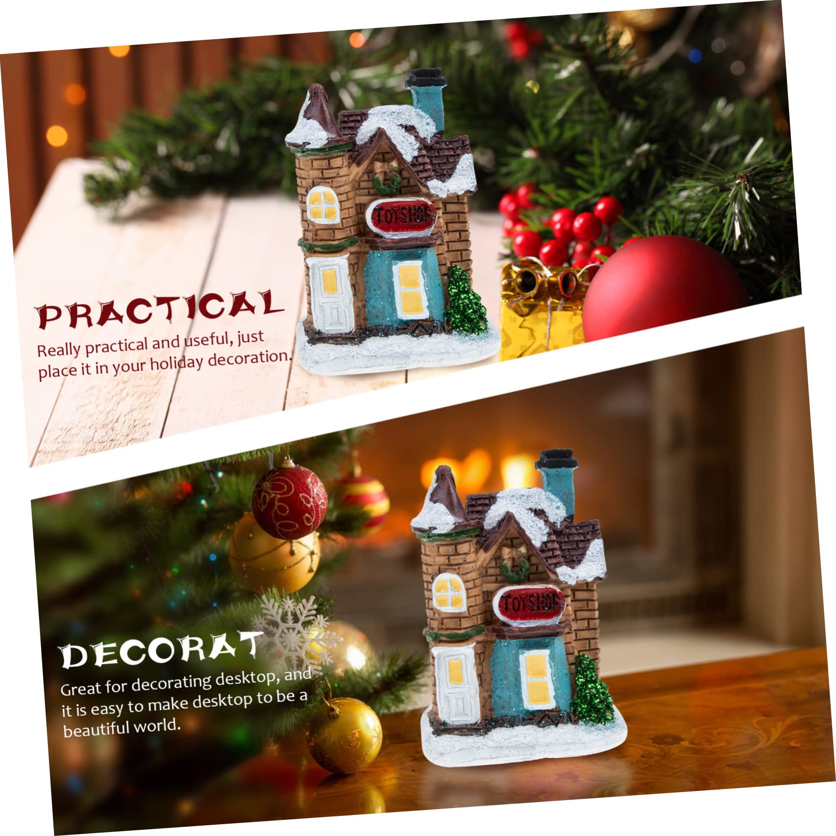 Cabilock 4 Piezas Pueblo De La De Navidad Led De Navidad Ornamento De La De Navidad Iluminar La De Navidad Pueblo Navideño En Miniatura Mini Pueblo Navideño Decoración Resina