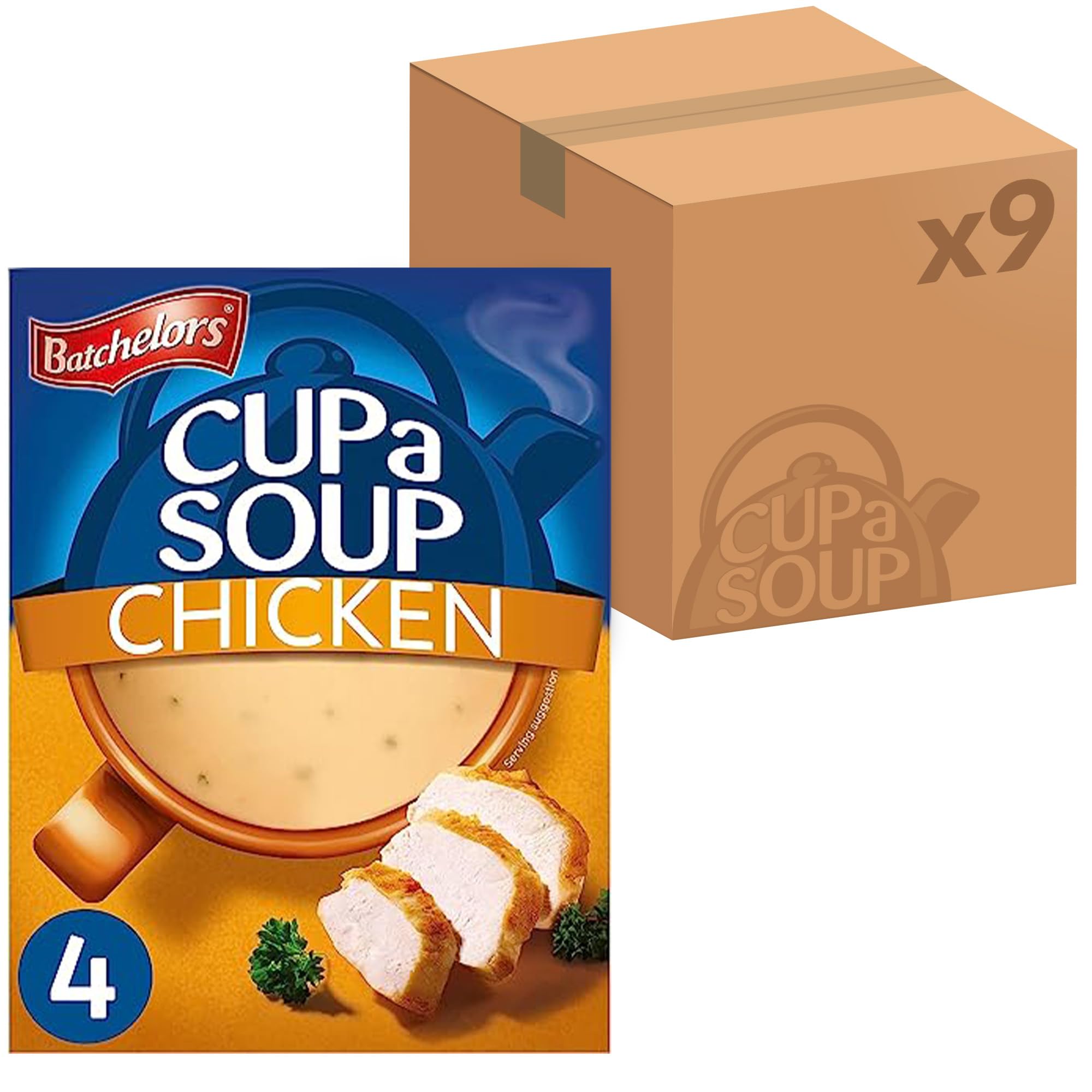 Cup a Soup Chicken Instant Soup, 4 Sachets Per 81 g Box (Total 9 Boxes = 36 Sachets)