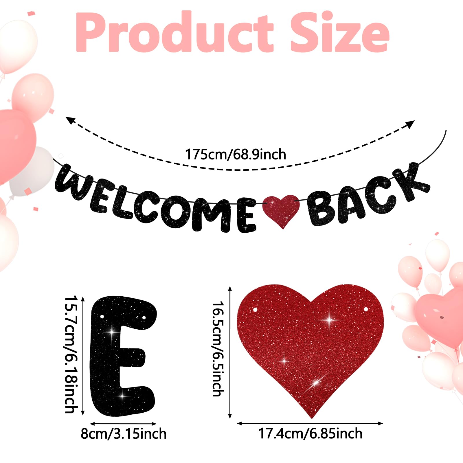 Glitter Welcome Back Banner - First Day Of School & Party Decorations With 16.4ft Rope