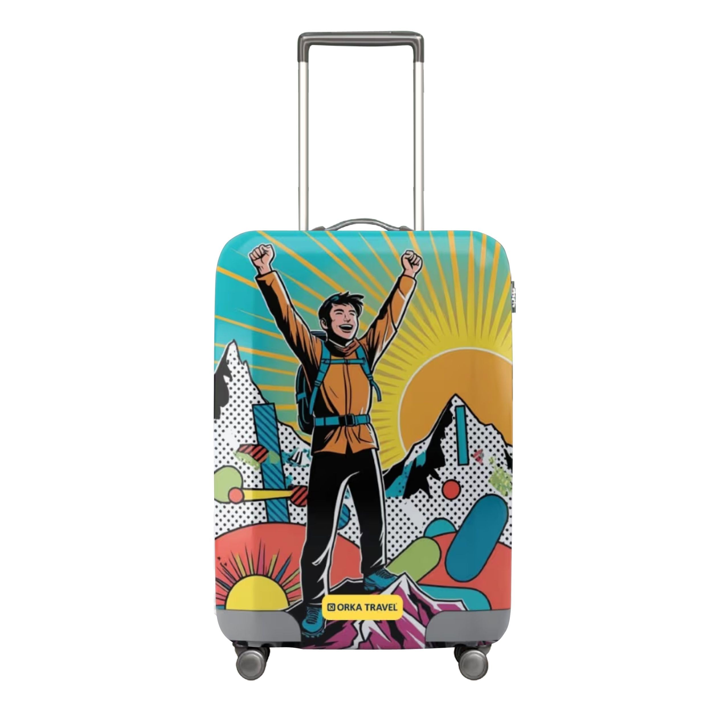 orka travel Rising Hand Theme Digital Printed Spandex Stretchable Fabric Luggage Protector Cover only (Small 20-22 inch) (Suitcase Bag Not Included in This Product)-picture-32