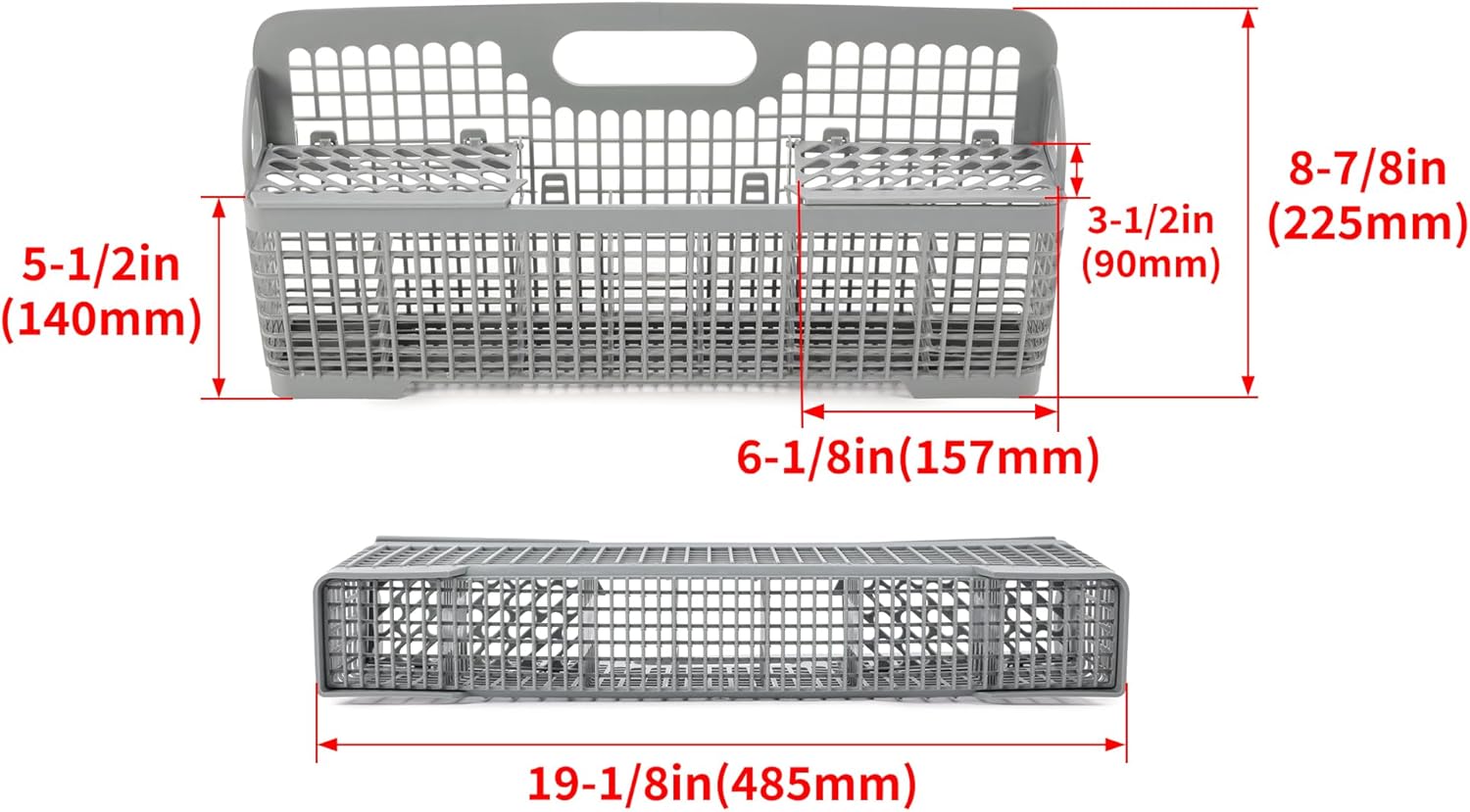 KUAFU WP8531233 8531233 Universal Dishwasher Silverware Basket Compatible with Whirlpool Kenmore Dishwasher Accessory AP6012898 PS11746119 WP8531233VP Replacement Utensil Rack Basket Gray
