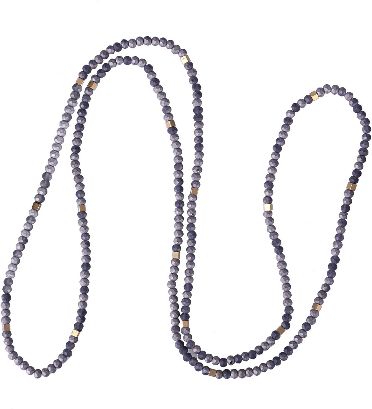 KELITCHWomen Necklace Crystal Beaded Long Strand Necklace Bohemian Necklace Golden Metal Beads Casual Necklace Handcrafted Necklace Jewelry Set for Women